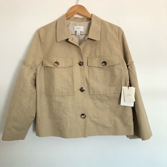 Lewit Beige Gathered Sleeve Linen Jacket XL - Picture 3 of 8